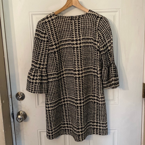 Zara Woman Houndstooth Flutter Sleeve Mini Dress - Picture 3 of 15
